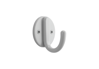 Simple white wall hook with two screws isolated on transparent background
