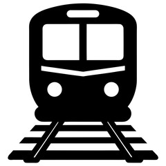 Minimalist Black and White Train Icon Front View