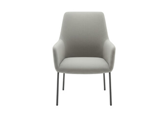 Modern upholstered armchair with sleek metal legs isolated on transparent background
