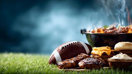 Sports: Football Tailgate Party With Copy space In Center