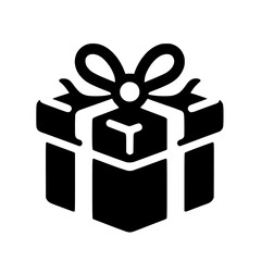 Minimalist Black SVG Silhouette of a Gift Box with Ribbon for Celebration and Special Occasion Designs