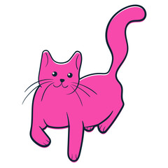 Cute cat doodle sticker. Adorable hand drawn cat. Vector illustration.