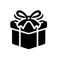 Minimalist Black SVG Silhouette of a Gift Box with Ribbon for Celebration and Special Occasion Designs