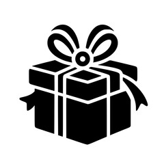 Minimalist Black SVG Silhouette of a Gift Box with Ribbon for Celebration and Special Occasion Designs