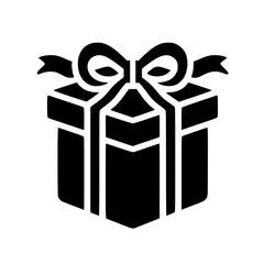 Minimalist Black SVG Silhouette of a Gift Box with Ribbon for Celebration and Special Occasion Designs