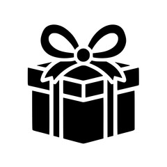 Minimalist Black SVG Silhouette of a Gift Box with Ribbon for Celebration and Special Occasion Designs