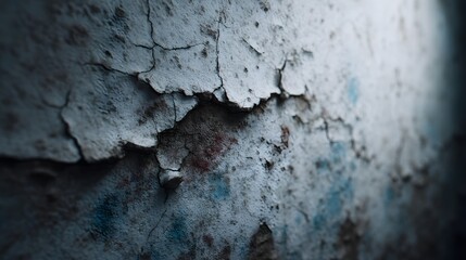 Cracked and peeling concrete wall of an abandoned building