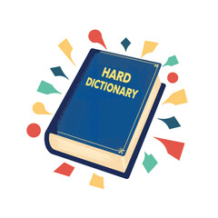 Open hardcover dictionary with colorful translation notes, knowledge representation