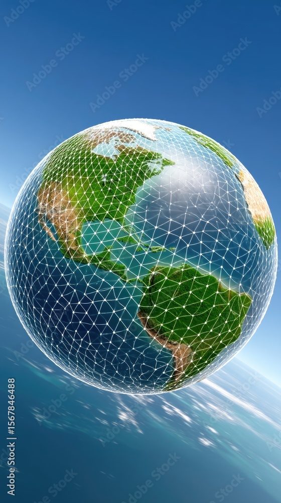 Aufkleber digital earth mesh network globe