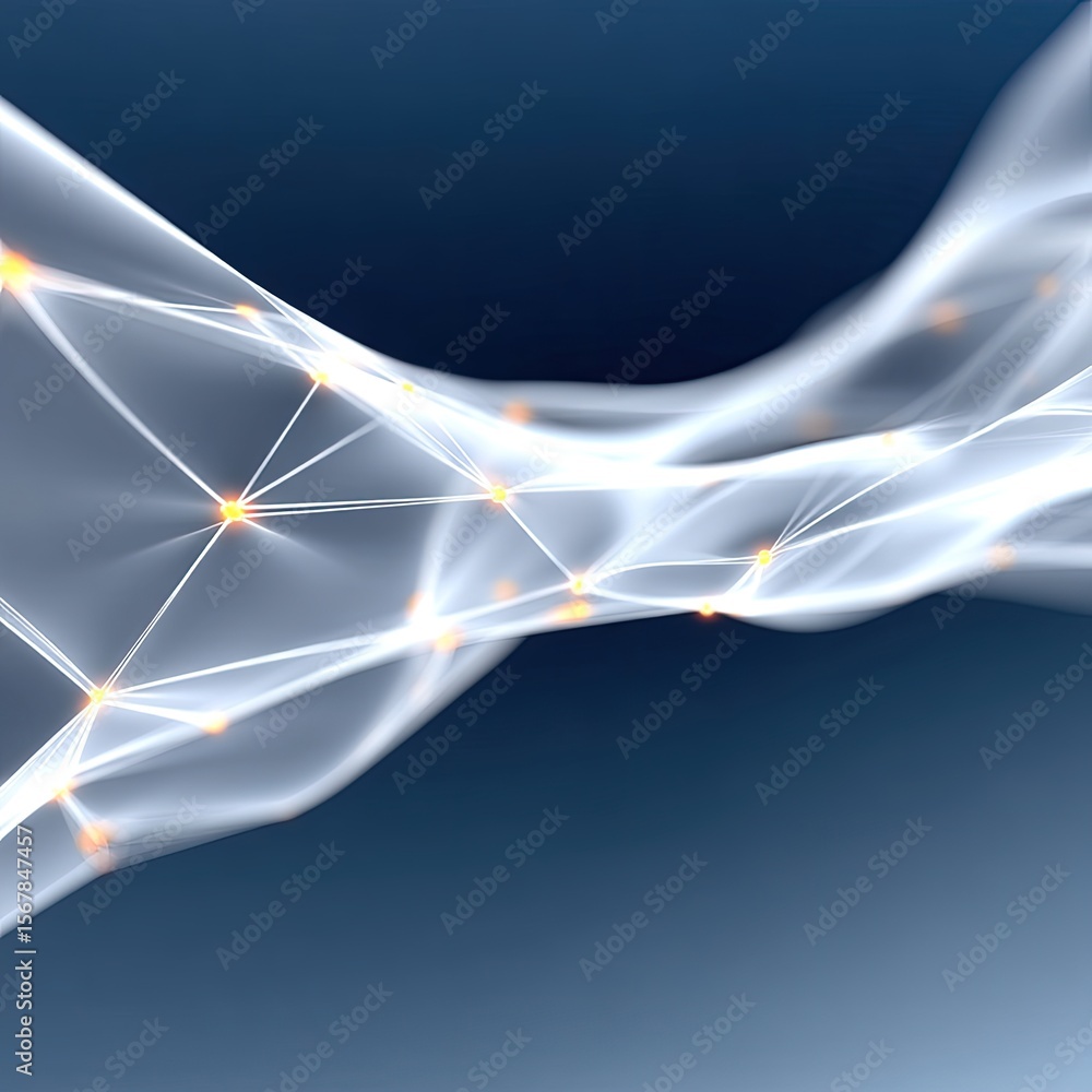 Poster elegant abstract connection flow with polygons and nodes