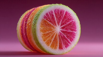 Colorful Slices of Citrus Fruit Stacked Over a Gradient Background