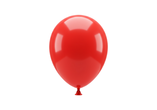 Shiny red balloon floating gracefully isolated on transparent background