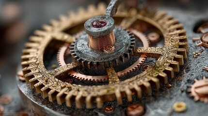 Intricate Gears and Mechanisms of a Vintage Clockwork System