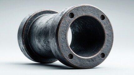 Close-Up of Industrial Metal Pipe Fitting on Simple Background