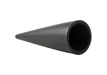 Dark gray cone shaped tube with a tapered end isolated on transparent background