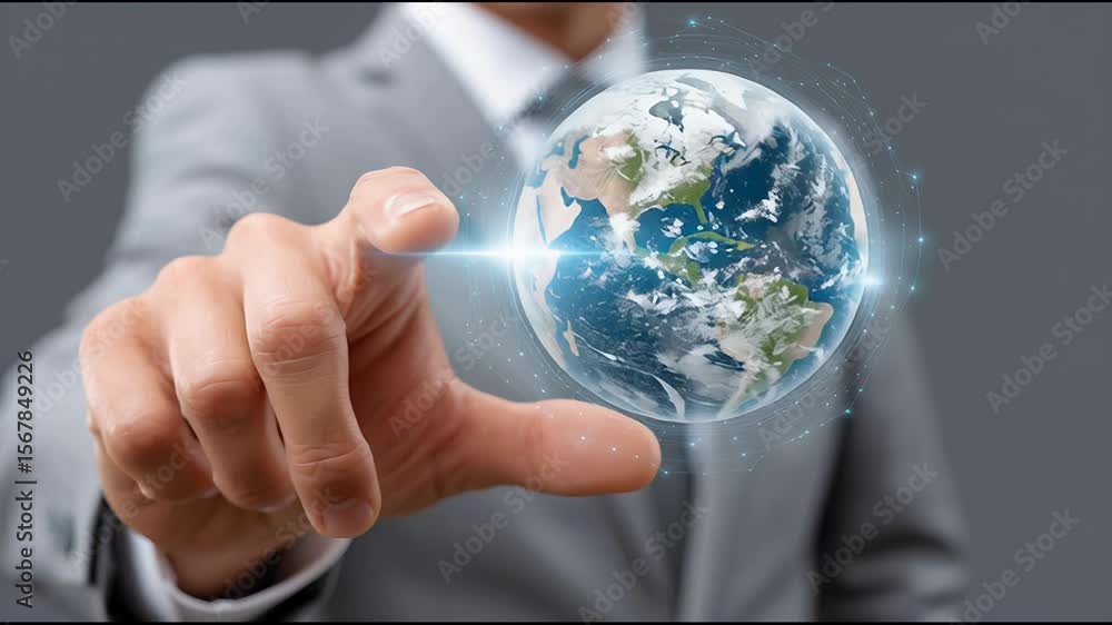 Poster business digital globe with glowing network connection symbolizes global technology innovation commu