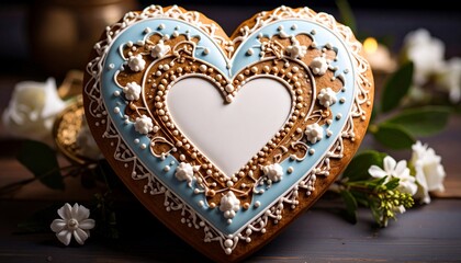 Obraz premium A Delicate Heart-Shaped Gingerbread Cookie