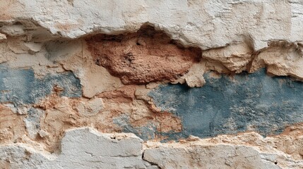 Textured Wall with Cracked Paint and Rustic Layers of Color