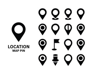 Minimalist Black and White Location Pin Icon Set