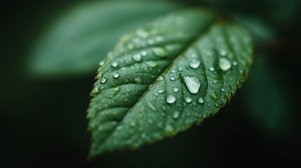 Dark green closeup leaf, banner background