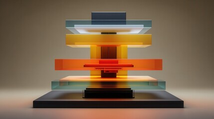 Colorful Layered Glass Sculpture with Modern Artistic Design