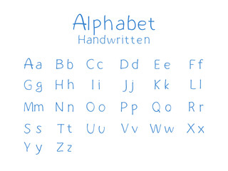 Blue Pen Handwritten Alphabet