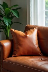 Luxurious Handcrafted Leather Cushion Plush Comfort for Sophisticated Home Decor