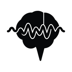 Brain Wave Neural Pulse Mind Technology Icon Vector Illustration