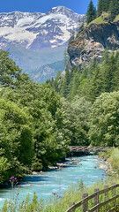 creek in the mountains in gressoney italy