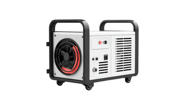 Portable heater with adjustable settings isolated on transparent background.