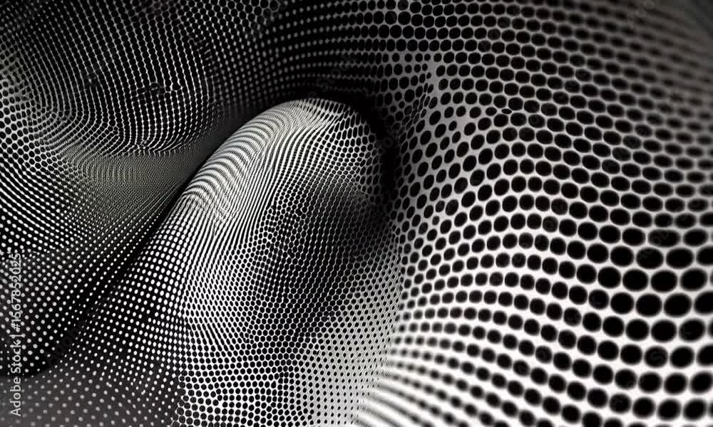 Poster abstract black and white halftone pattern creates a textured and dynamic visual experience