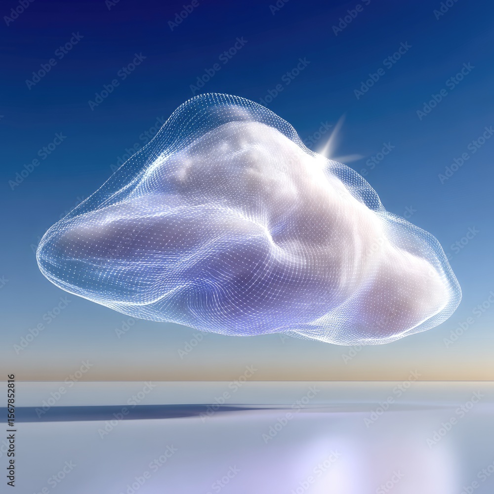 Aufkleber glowing mesh cloud network digital data concept