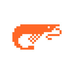 Obraz premium Shrimp pixel art. 8 bit Small crustacean symbol.