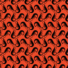 Shrimp pattern seamless. Small crustacean background