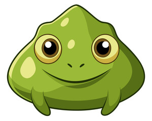 Cute green cartoon monster with big eyes smiling isolated on white background