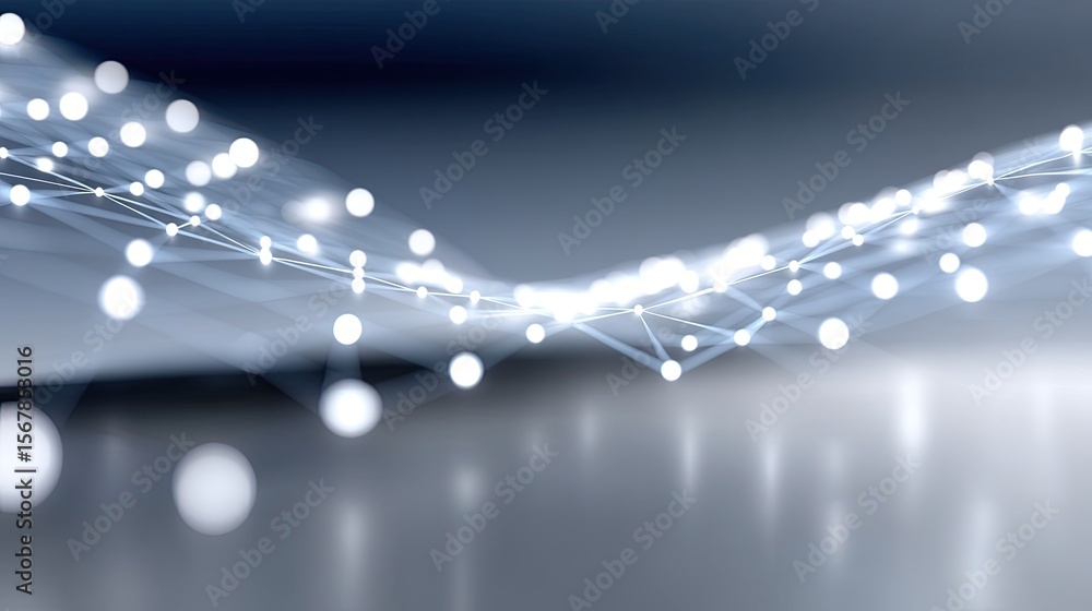 Poster glowing network nodes abstract digital connection