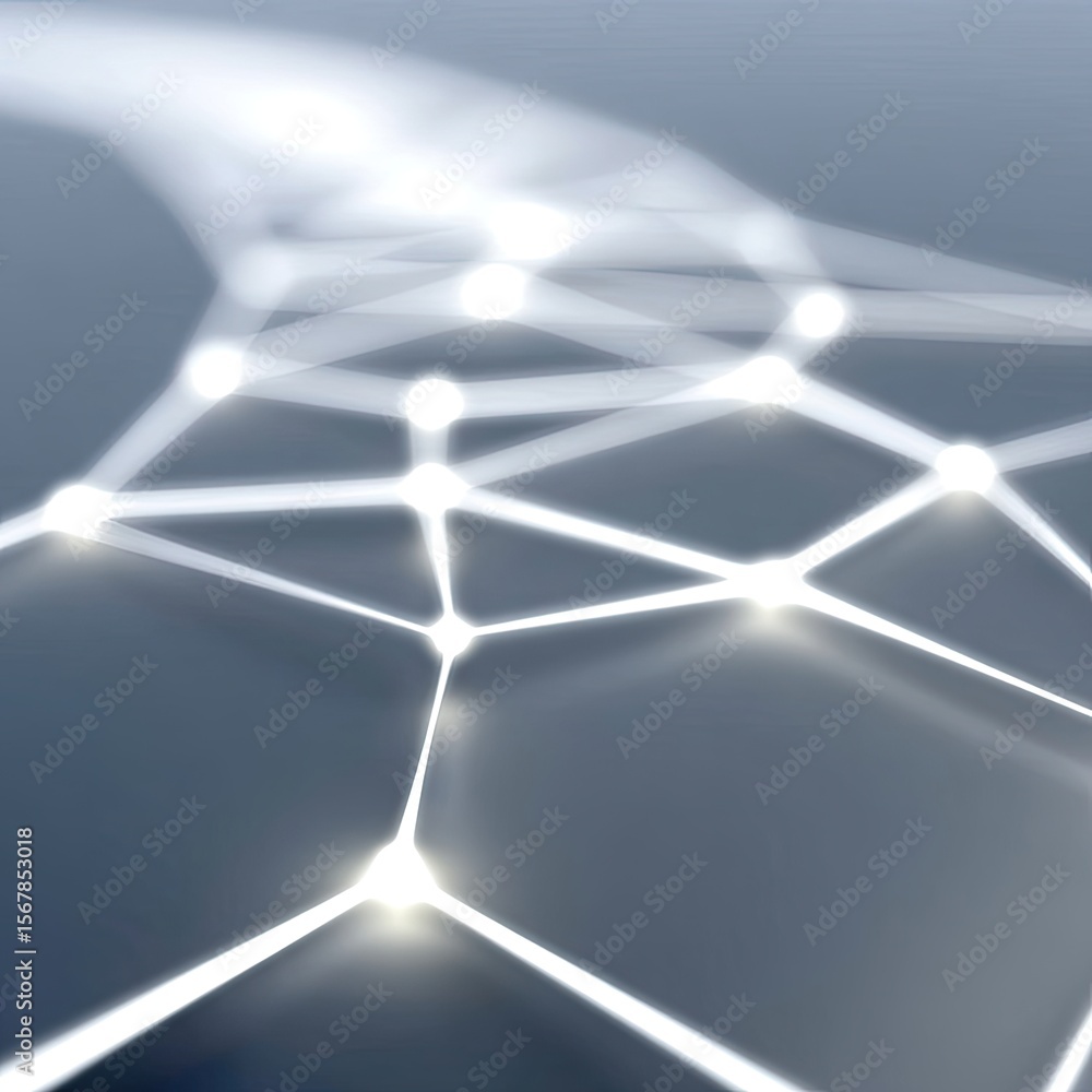 Poster glowing network thread flowing across futuristic background