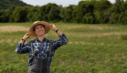 Smiling Farmer Enjoys a Sunny Day in the Field