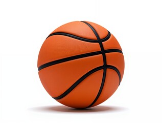 A Bright Orange Basketball with Black Lines on a White Background Showing Detail
