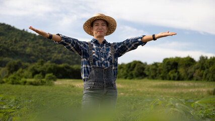 Smiling Farmer Enjoying a Sunny Day in the Field
