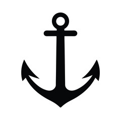 Simple Anchor Icon Vertical Shaft Curved Flukes Icon Vector Illustration