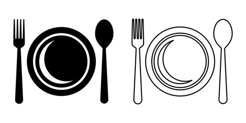 plate, fork and spoon icon