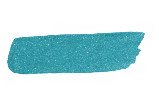 Sparkling turquoise brush stroke revealing textured, vibrant design element with metallic shimmering effect