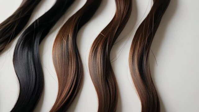 Various hair color swatches on white background
