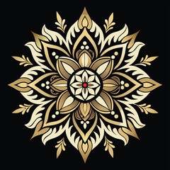 tribal-floral-ornament-with-ivory-and-gold-accen