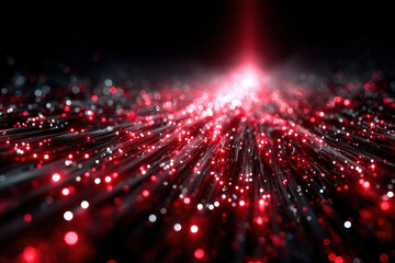 Vibrant red and white particles create a mesmerizing light display in dark background