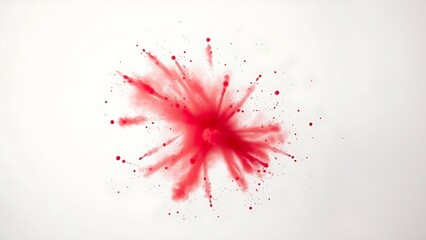 Vibrant red powder explosion in dynamic motion against white background with dramatic lighting.
