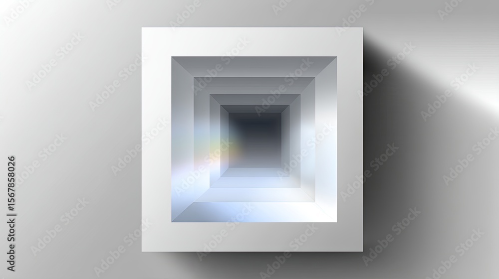 Poster nested concentric squares in gradient grayscale
