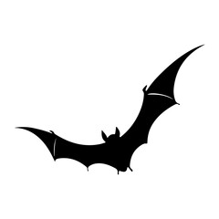 Dramatic black bat silhouette isolated against a white background, ready for Halloween