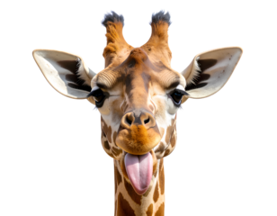 Goofy Giraffe Expression with Tongue Out  Transparent PNG